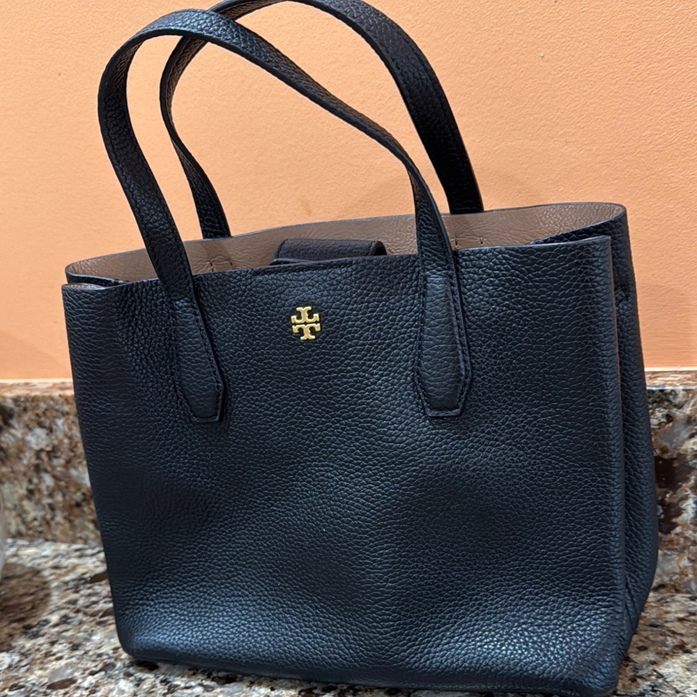 Tory Burch Black Mini Bag with Pebbled Leather